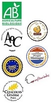 Labels-médaille-AB*AOC-Coq d'or-Maison de qualité-IGP
